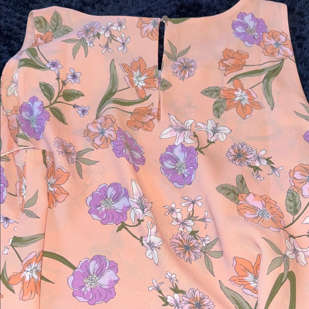 Love & Legend Peach Floral Boatneck Sleeveless Blouse - Picture 3 of 3